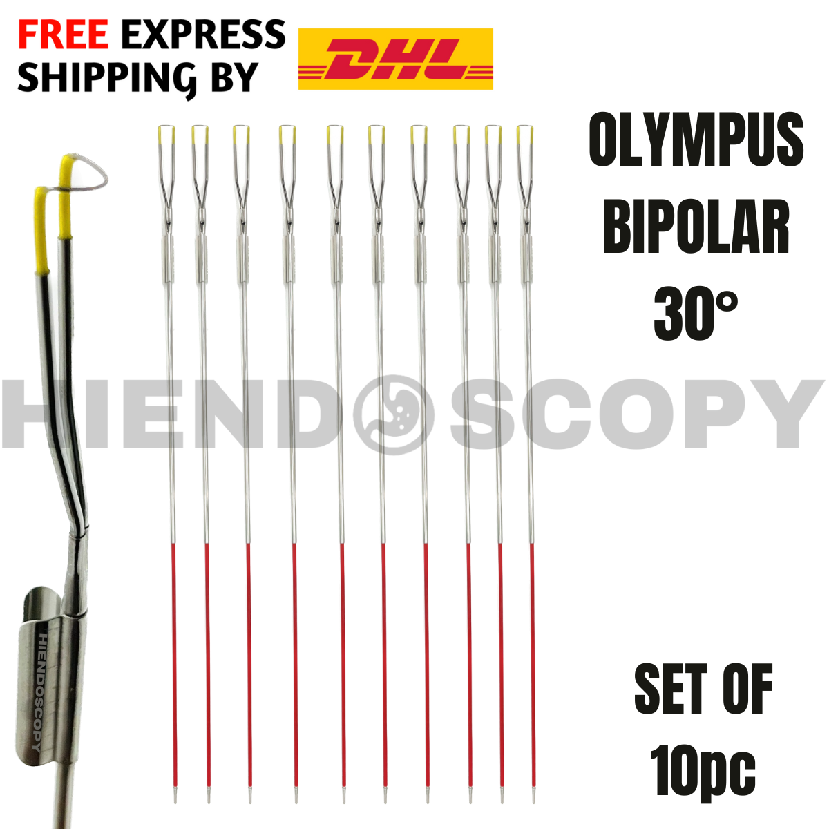Olympus Type Bipolar Cutting Loop 30 degree, Set of 10pcs